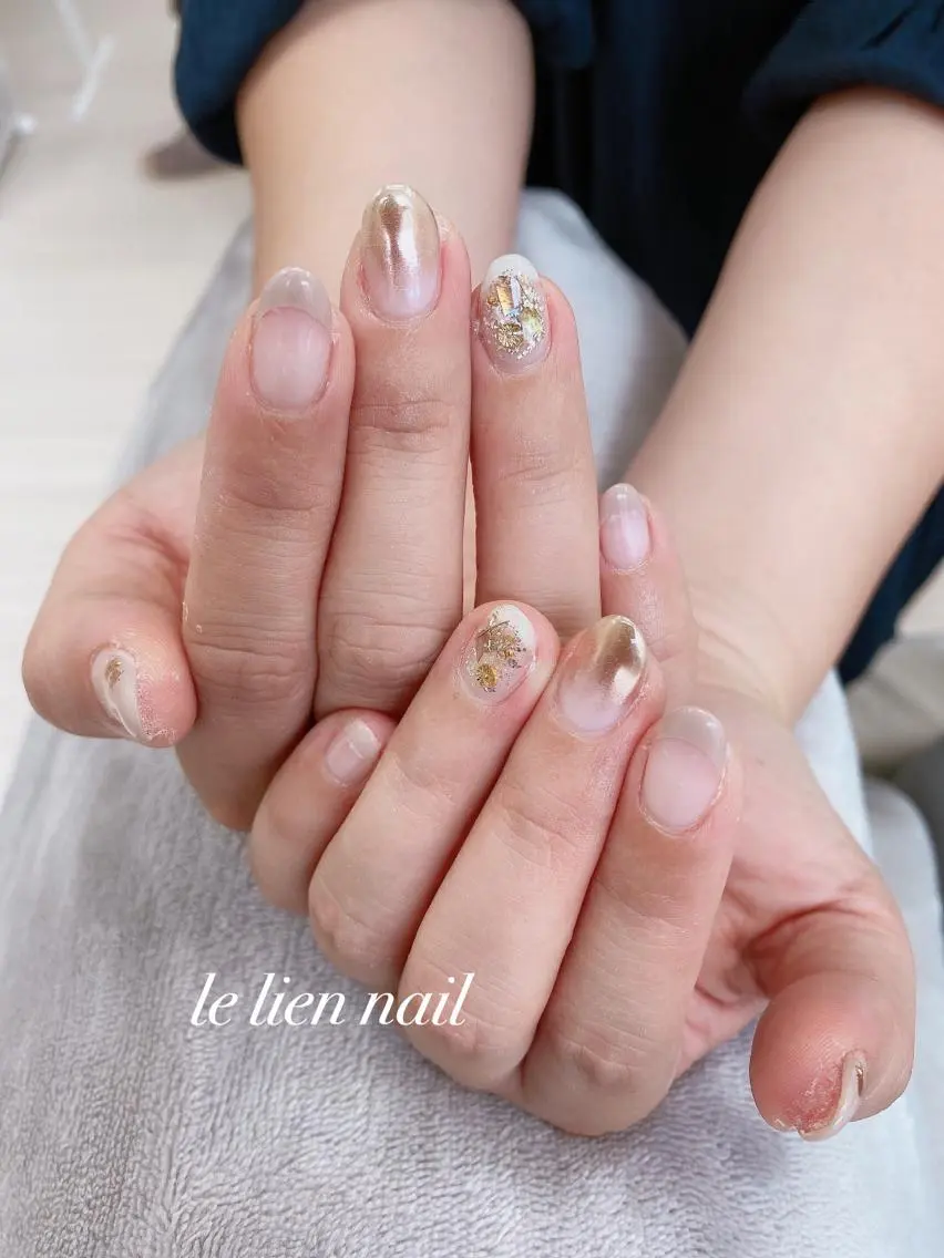 ネイル アートネイル フレンチネイル ミラーネイル le lien nailのネイルデザイン