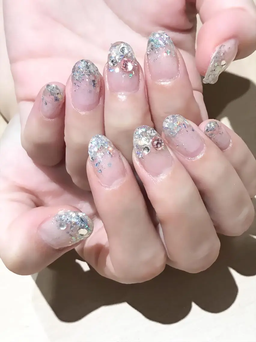 ネイル グラデーション ラメ(グリッター) ラメグラデーション Nyanco Nailのネイルデザイン