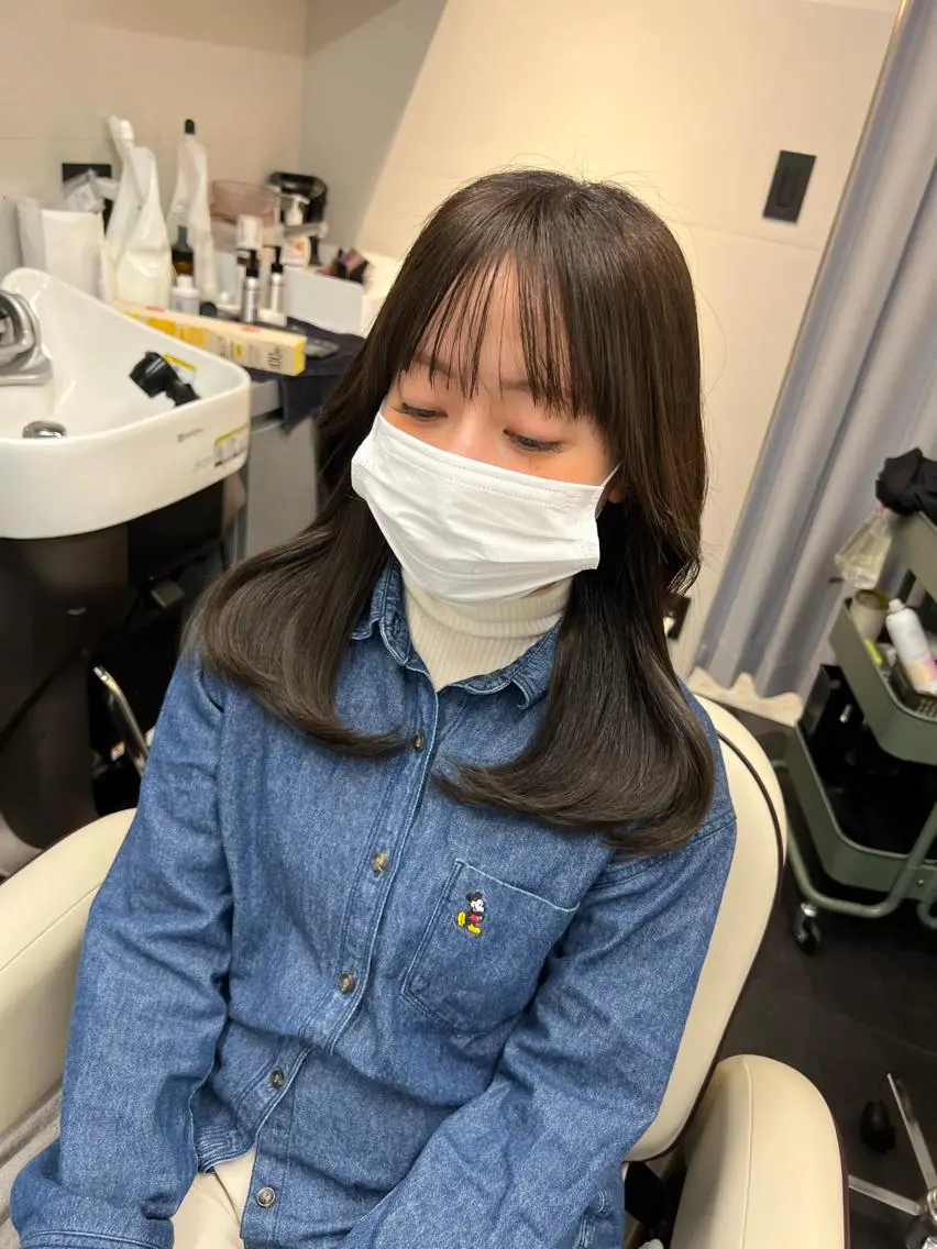 セミロング カラー カット パーマ トリートメント 顔まわりの神様✨ 透明感カラー藤嶋秀幸のヘアスタイル