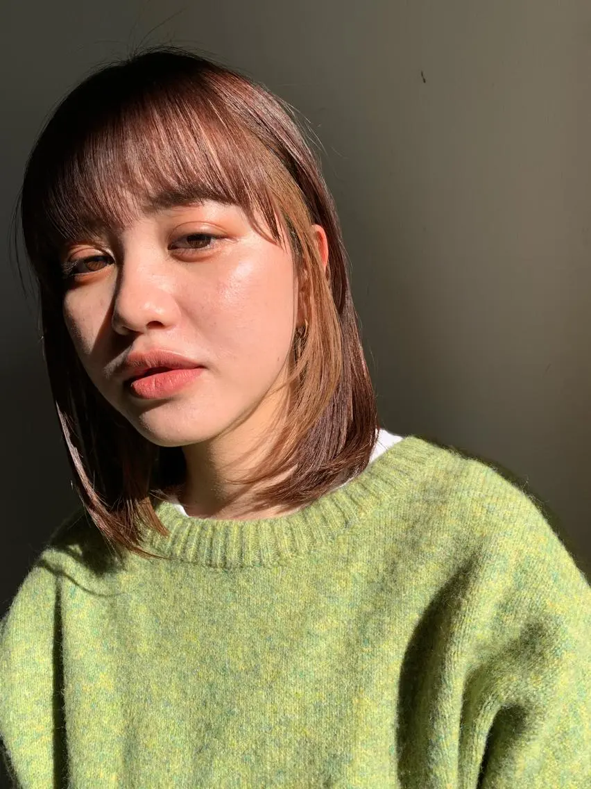 ミディアム 暖色・前髪カット 🎗️佐藤ゆみこのヘアスタイル