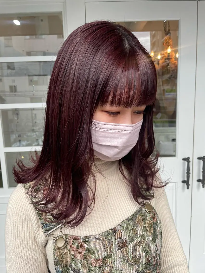セミロング カラー ヘアアレンジ ブリーチ ブリーチなしカラー ヘアカラー トリートメント 酸性縮毛矯正 梅田茶屋町 Juriのヘアスタイル