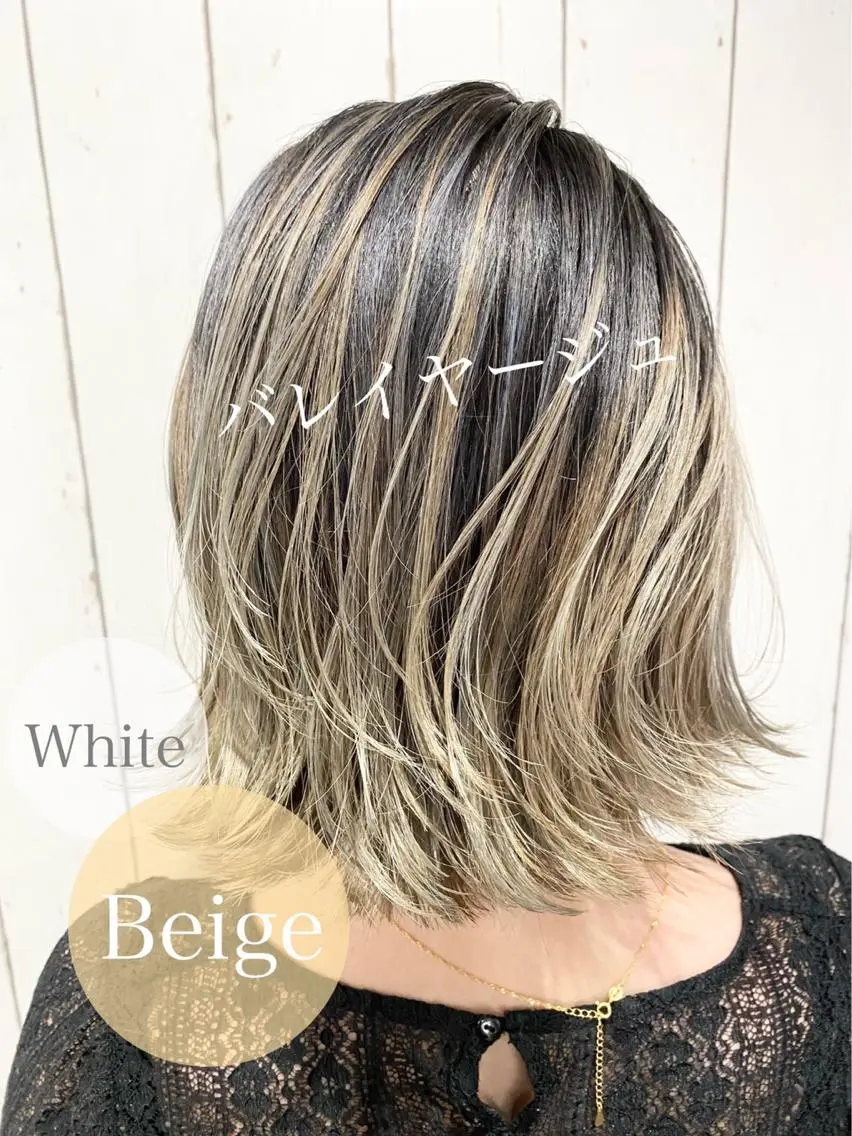 ミディアム カラー パーマ ヘアアレンジ アッシュ バレイヤージュ ベージュカラー ブリーチ 透明感カラー ヘアカラー トリートメント 👑指名率No.1 👑坂口飛翔のヘアスタイル