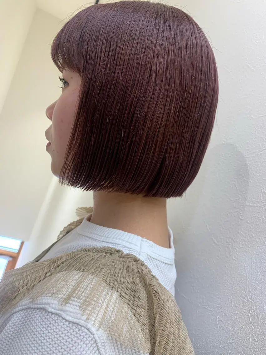ショート カラー ブリーチ ブラウンカラー レッドカラー レッドブラウン ボブ カット ヘアカラー トリートメント hubhair レイヤー/透明感のヘアスタイル