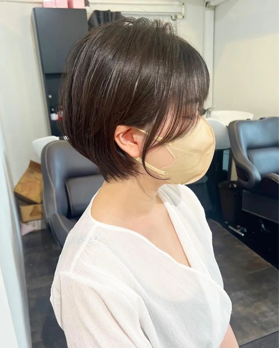 ショート レイヤー×縮毛矯正 深見 拓のヘアスタイル