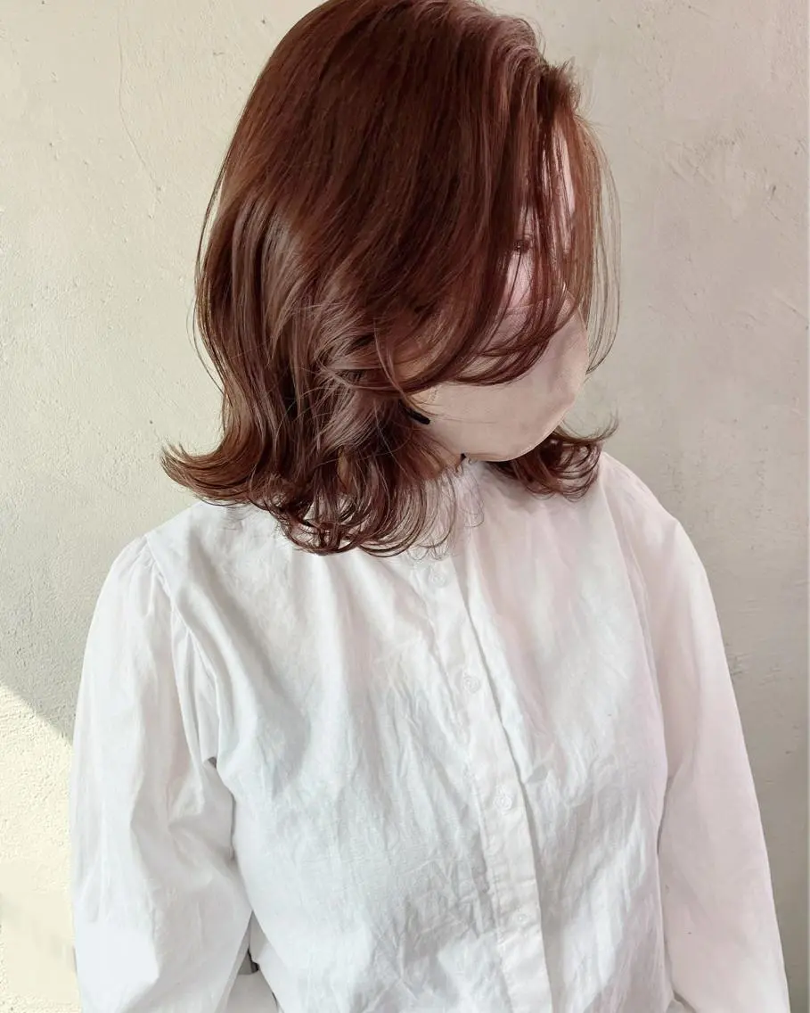 ミディアム カラー ブラウンカラー ピンクカラー ピンクブラウン ボブ くびれヘア カット ヘアカラー トリートメント 似合わせ特化🌷 kasumiのヘアスタイル