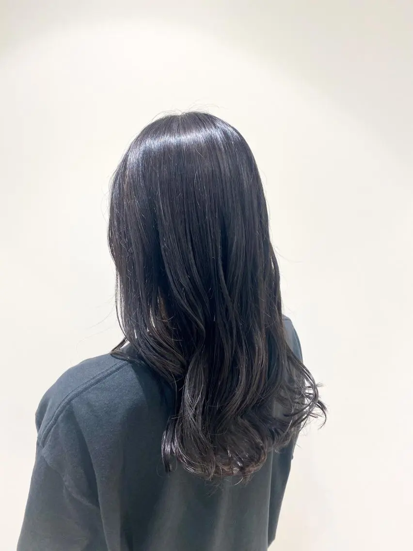 セミロング カラー 黒髪 ブルーカラー ブルーブラック equal銀座 黒田💚のヘアスタイル