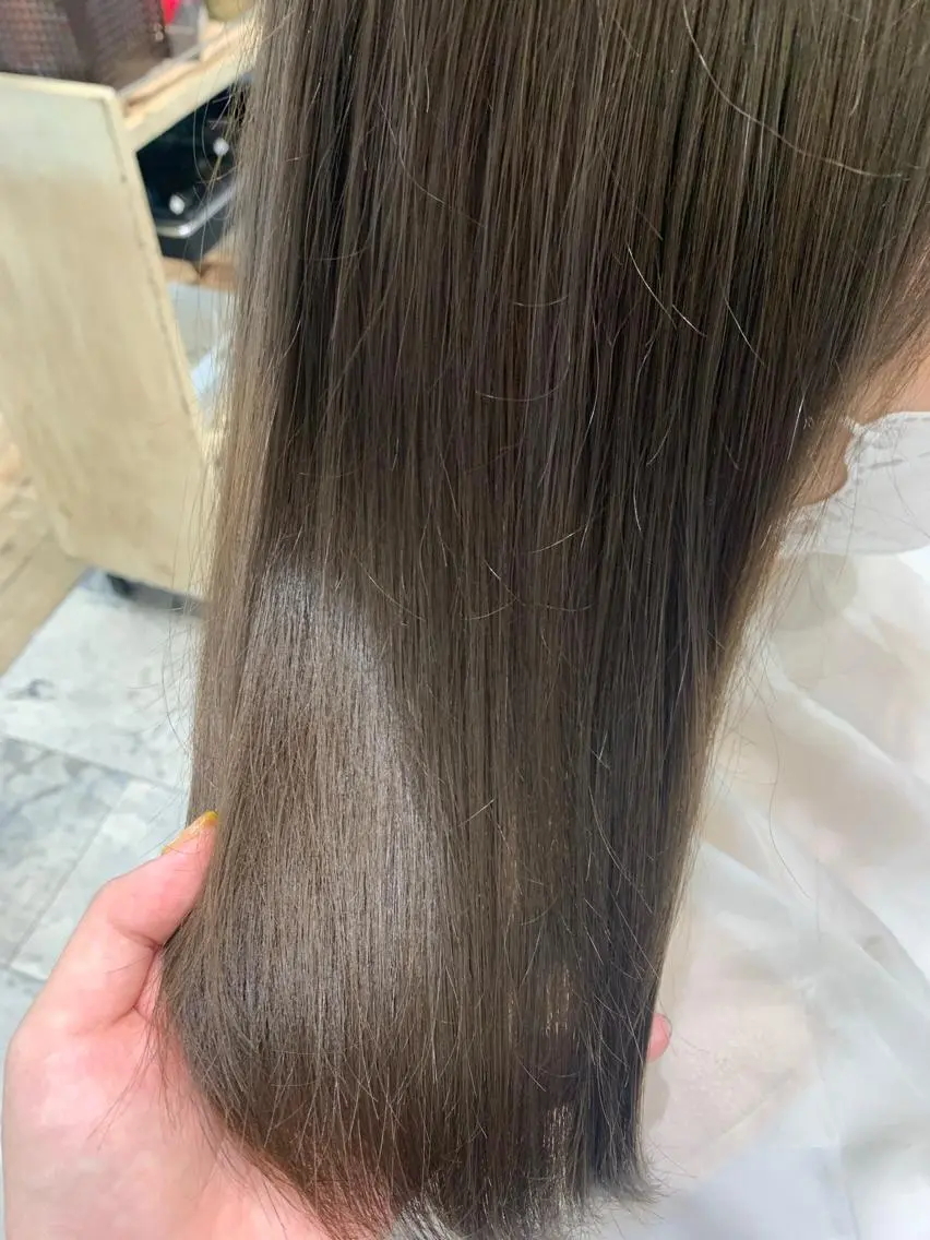セミロング カラー パーマ 黒髪 ブリーチ ブリーチなしカラー 伸ばしかけ 髪質改善 美髪ヘッドスパ🫧 西山紗奈江💆‍♀️のヘアスタイル