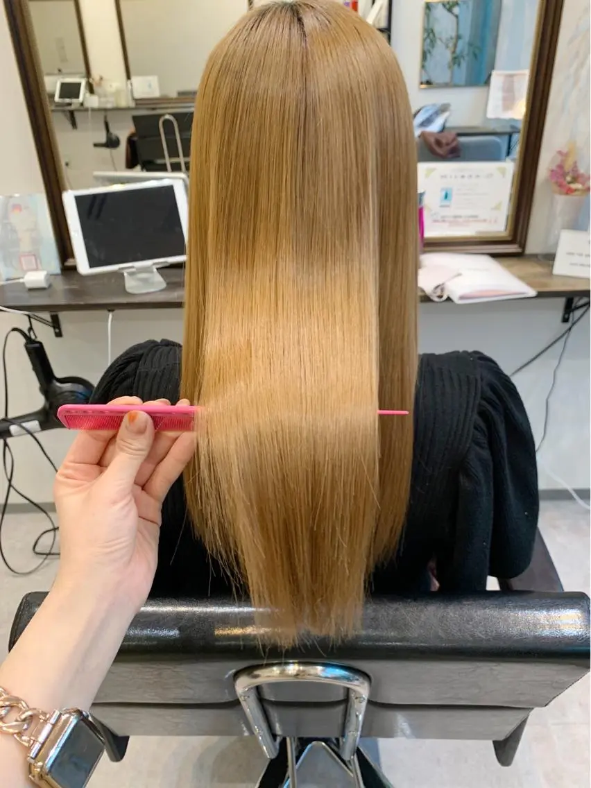 ロング ヘアカラー トリートメント 酸熱トリートメント/ 髪質改善🌟玉井香奈のヘアスタイル