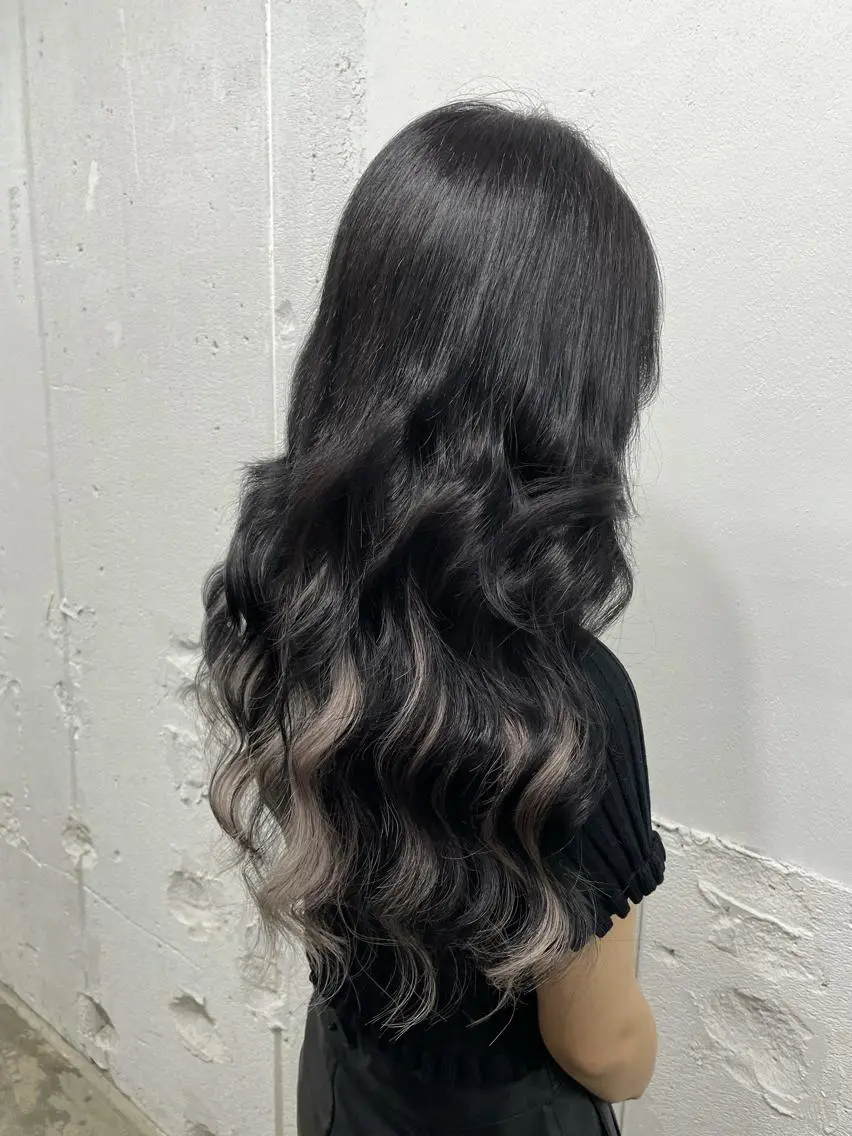ロング カラー シールエクステ バレイヤージュ ミストバング ダブルカラー  フェイスフレーミング ヘアカラー エクステ 🧡艶髪/エクステ 🫧🧡YUKI❄️のヘアスタイル