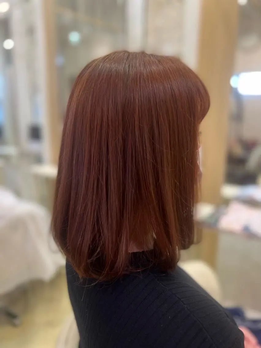 カラー オレンジ ピンクカラー 大西 七海のヘアスタイル