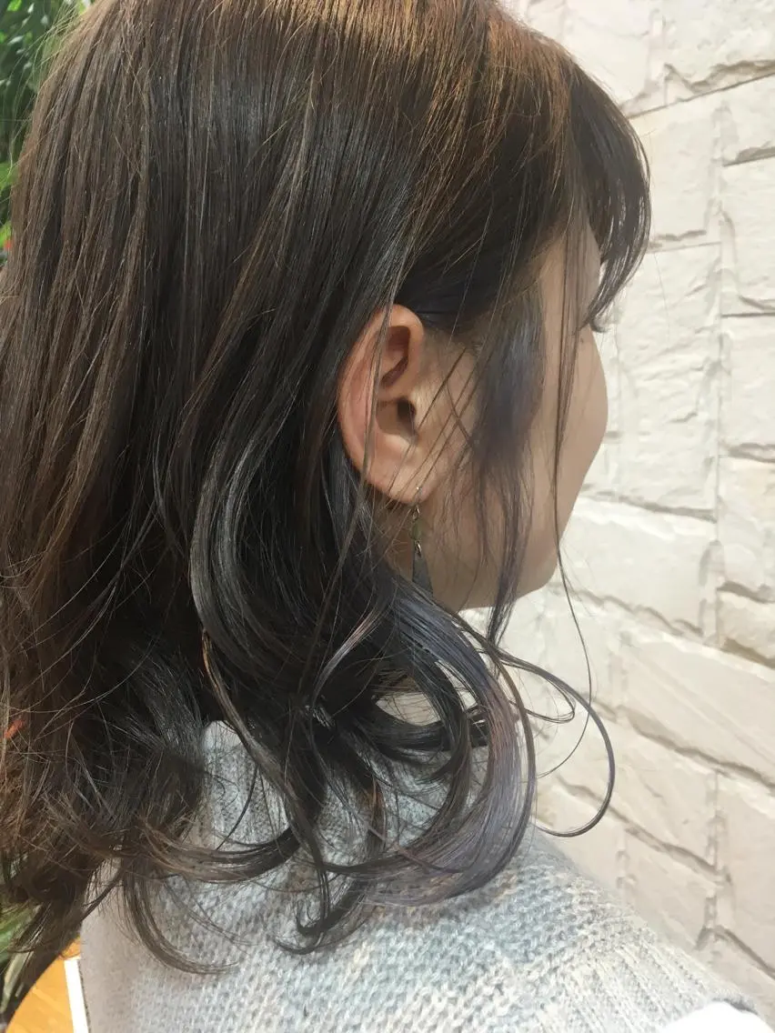ミディアム カラー イヤリングカラー パープルカラー ✨🌿大人可愛い愛さ れhair🌿✨松本のヘアスタイル