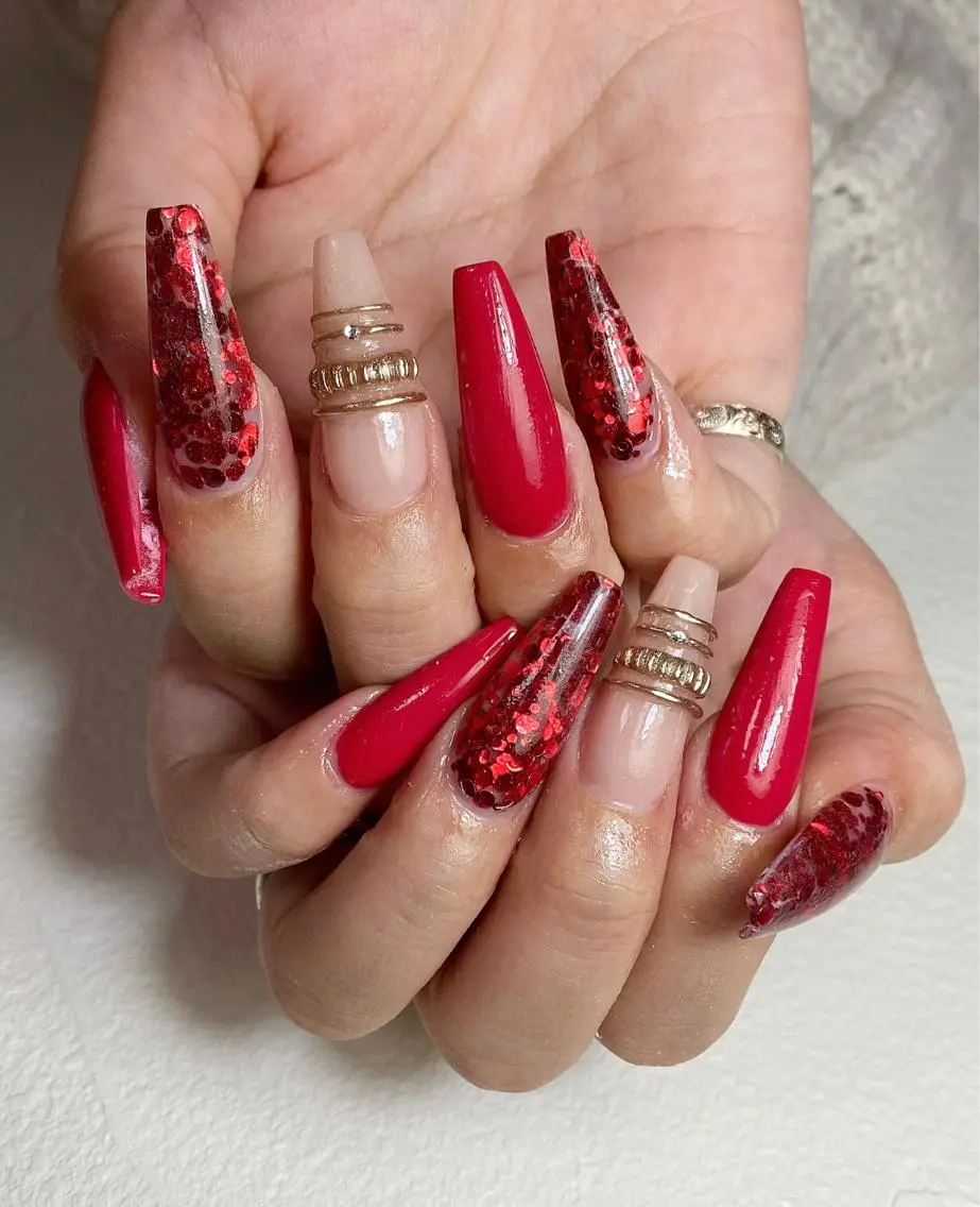 ネイル アートネイル 赤色 スカルプネイル ✾ NailRoom Latina🌻💓のネイルデザイン
