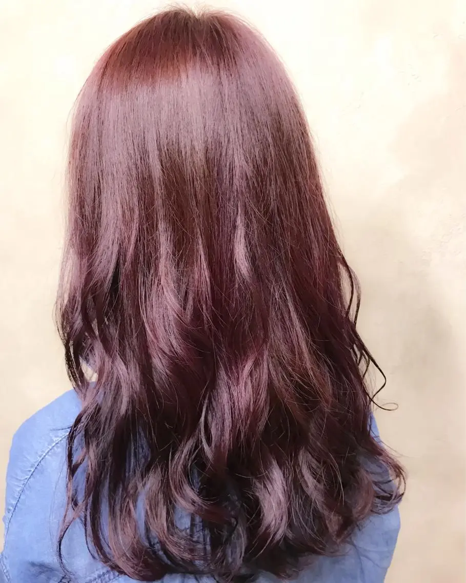 セミロング カラー パーマ パープルカラー 🌈髪質改善💕 縮毛矯正✨青木まで✨のヘアスタイル
