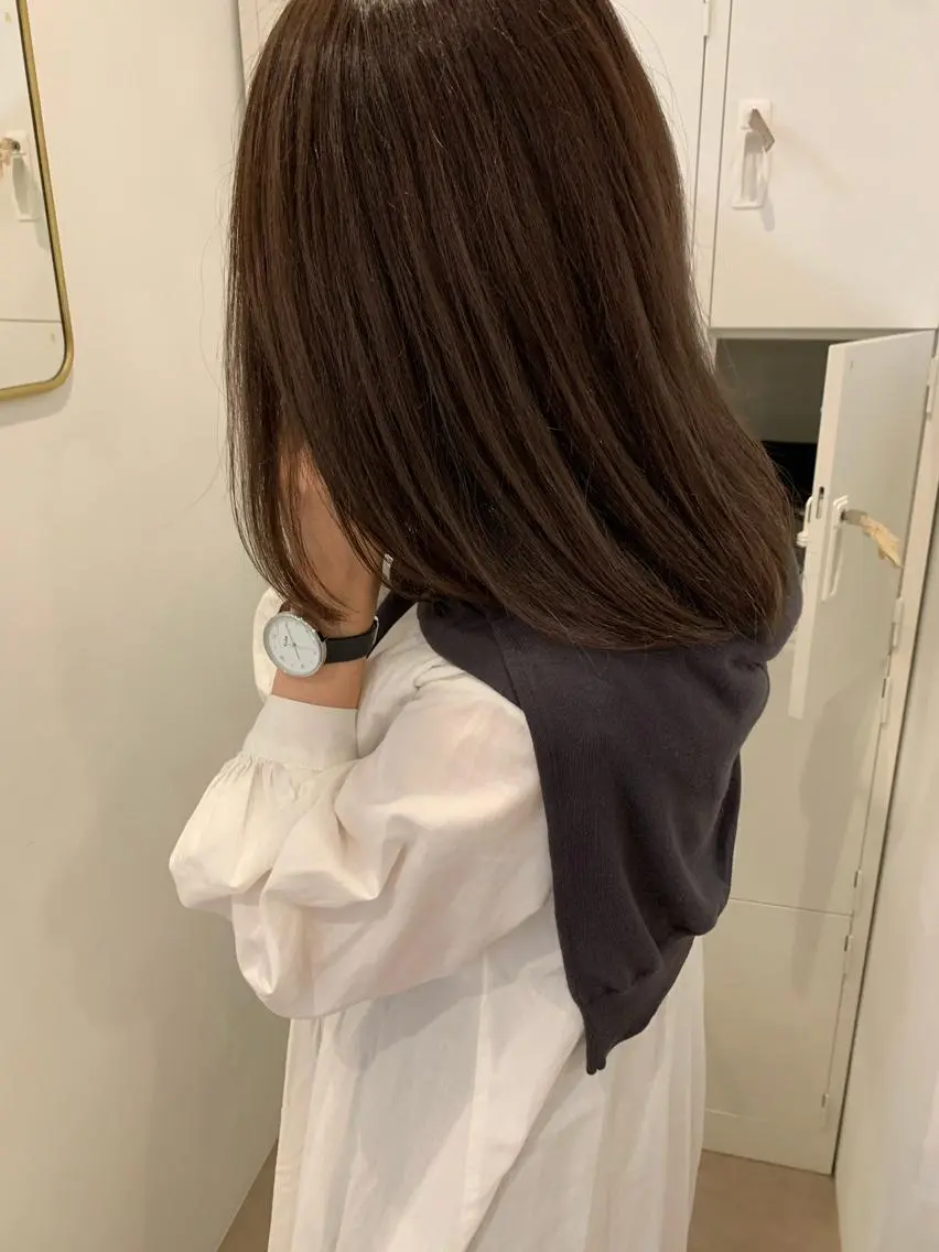 セミロング カラー カット ヘアカラー フクシママユ / 柔らかカラーのヘアスタイル