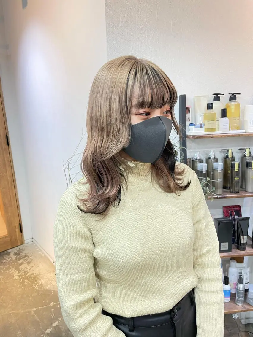 ミディアム カラー ベージュカラー ミルクティーベージュ カラーモデル募集 吉原佳穂💗のヘアスタイル