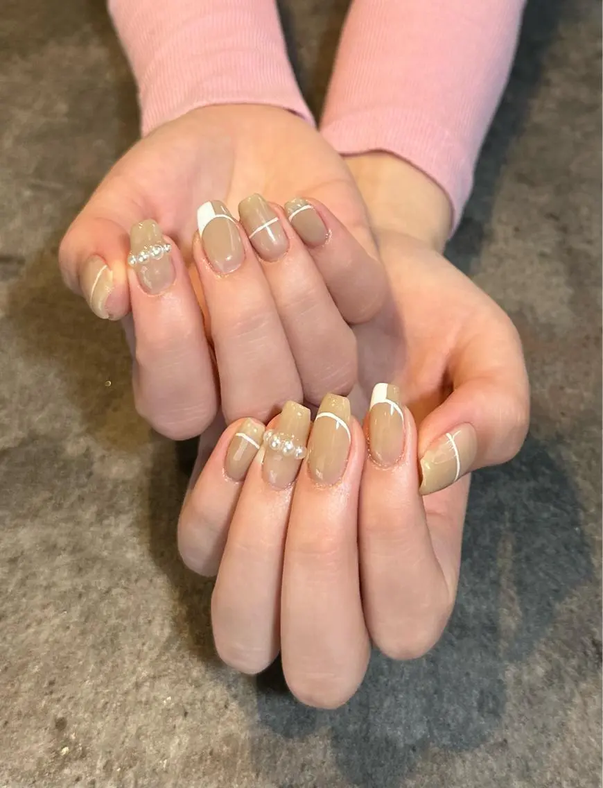 ネイル フラワーネイル フレンチネイル ジェルネイル ガラスフレンチ 大理石ネイル(マーブル) nail salon amanoのネイルデザイン