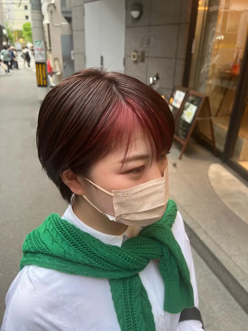 ショート カラー ミストバング  フェイスフレーミング 髪質改善ストレート Kantaのヘアスタイル