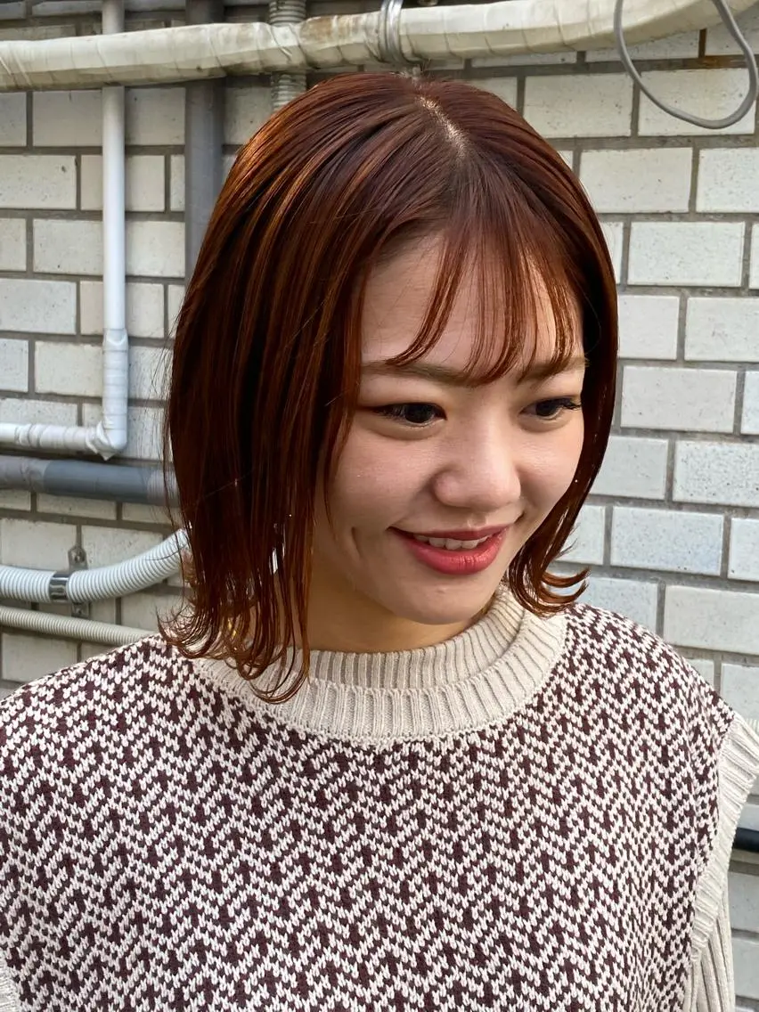 カラー ブラウンカラー オレンジ オレンジブラウン おん眉美容師eMu✄ yuka‪🤍のヘアスタイル