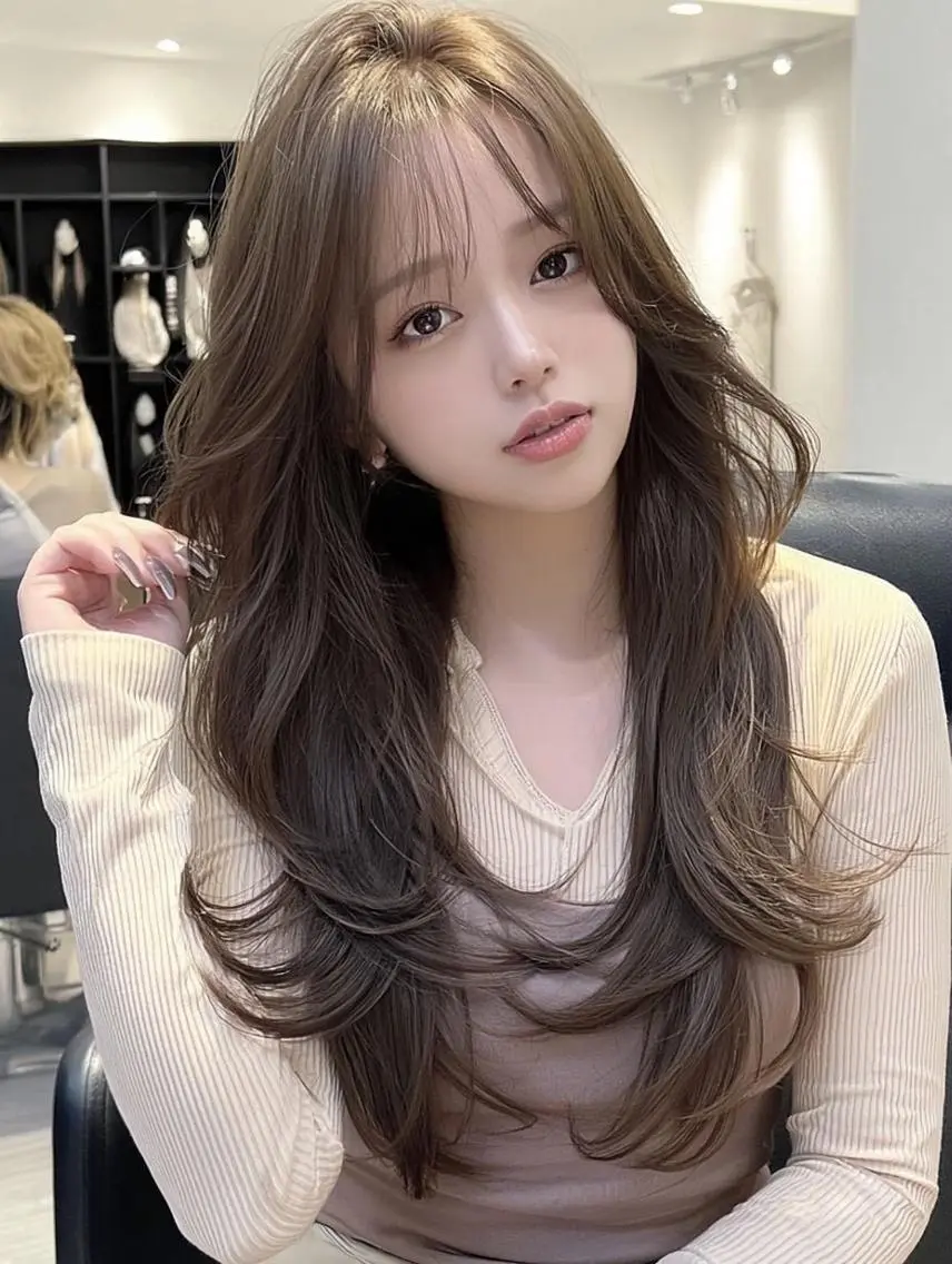 カラー ロング 透明感カラー レイヤーカット カット ヘアカラー トリートメント レイヤーカット✨ 福井雄登のヘアスタイル