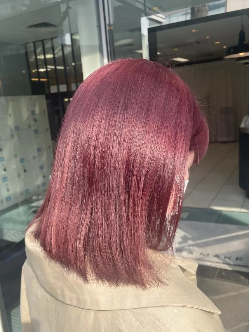 ミディアム カラー ピンクカラー 卒業式のヘアスタイル 🍒暖色カラー /やぎふうか🍒のヘアスタイル