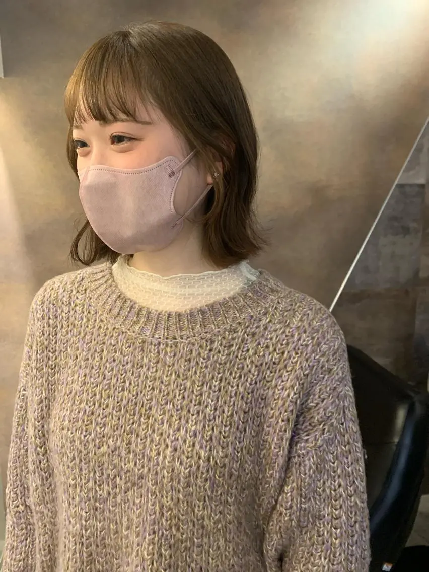 ミディアム カラー カット ヘアカラー SAKINO ベージュカラーのヘアスタイル