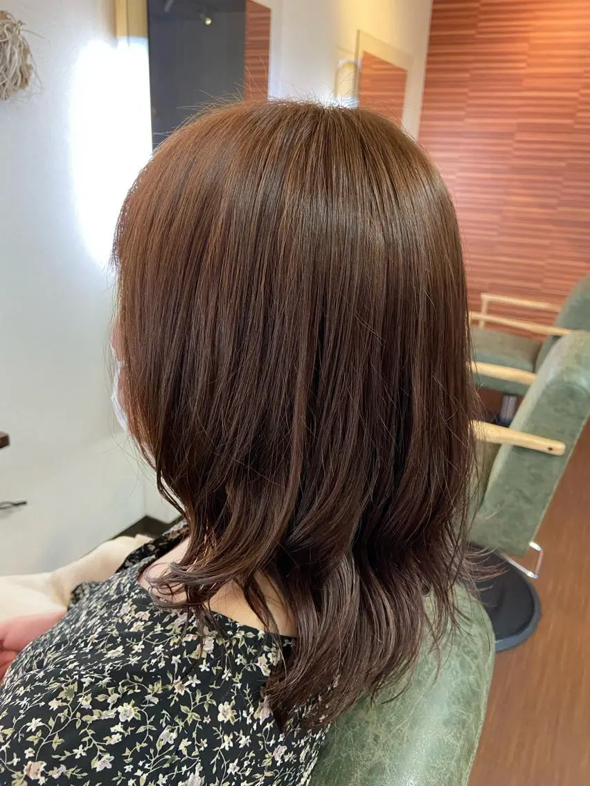 ミディアム ミディアムパーマ ピンクブラウン 💜推しインナー カラー/菊池柊真💜のヘアスタイル