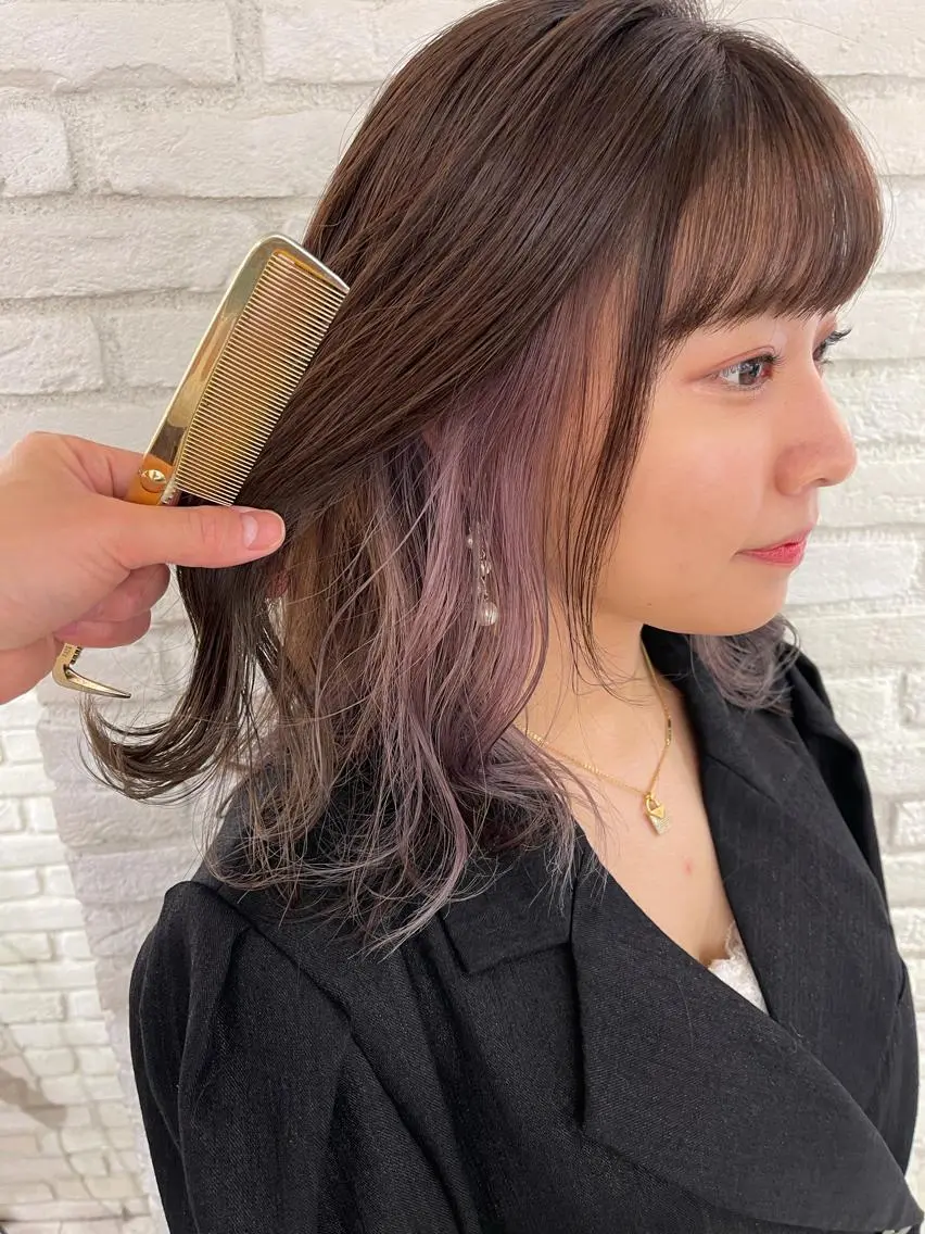 セミロング カラー ヘアアレンジ レイヤー&カラー 人気美容師倉崎涼のヘアスタイル