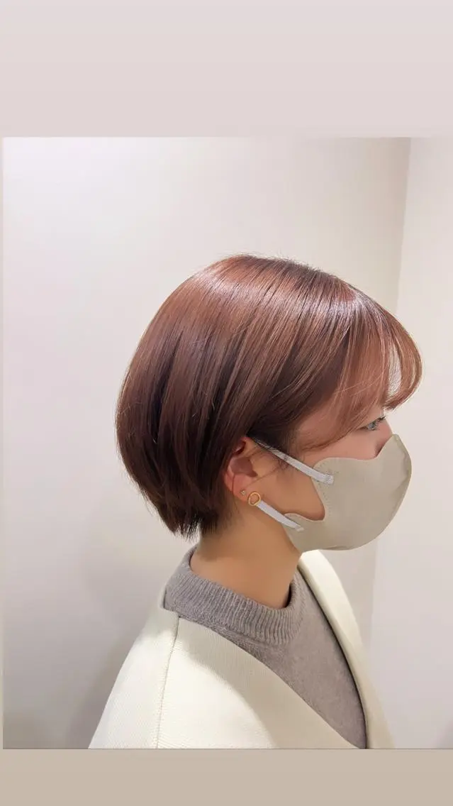 ショート カラー ブラウンカラー オレンジ オレンジブラウン ヘアカラー トリートメント ヘッドスパ ヘアセット オカベ ショウマのヘアスタイル