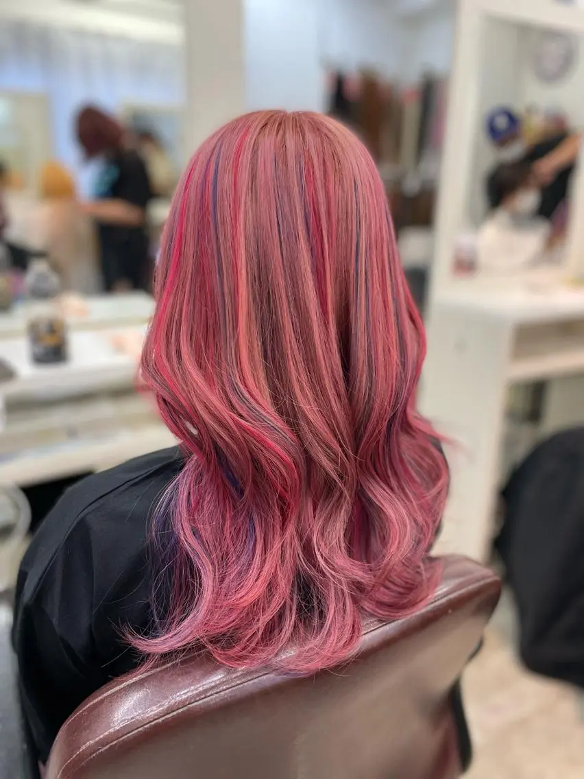 セミロング カラー ハイライトカラー ハイライト ヘアカラー ヘアセット 韓国ヘア🤍髪質改善 🇰🇷AKANEのヘアスタイル