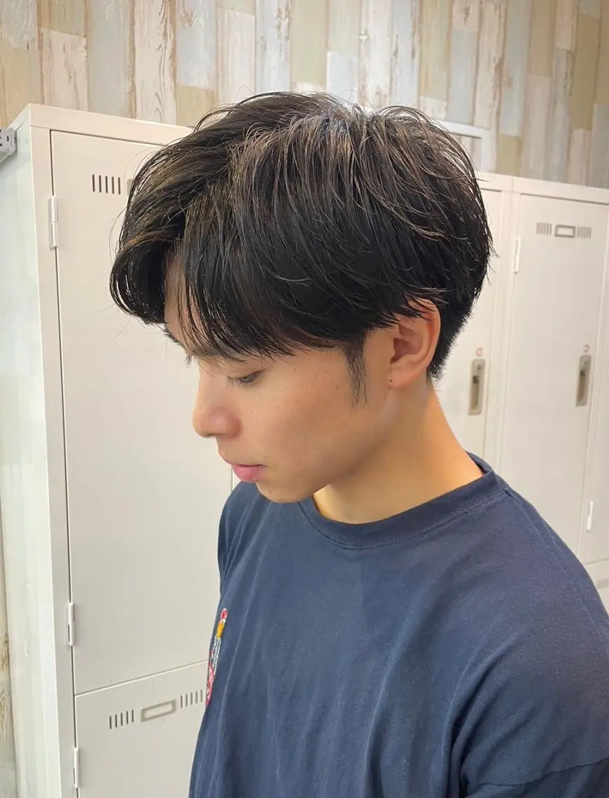 ショート メンズ センターパート メンズ韓国風 マッシュ メンズパーマ 学生(メンズ向け) カット パーマ N° anfeel 渋谷🪞🫧のヘアスタイル