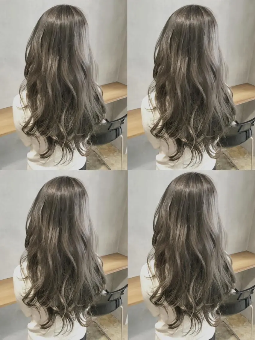 ロング カラー パーマ グレージュ タカサキ ケイタのヘアスタイル