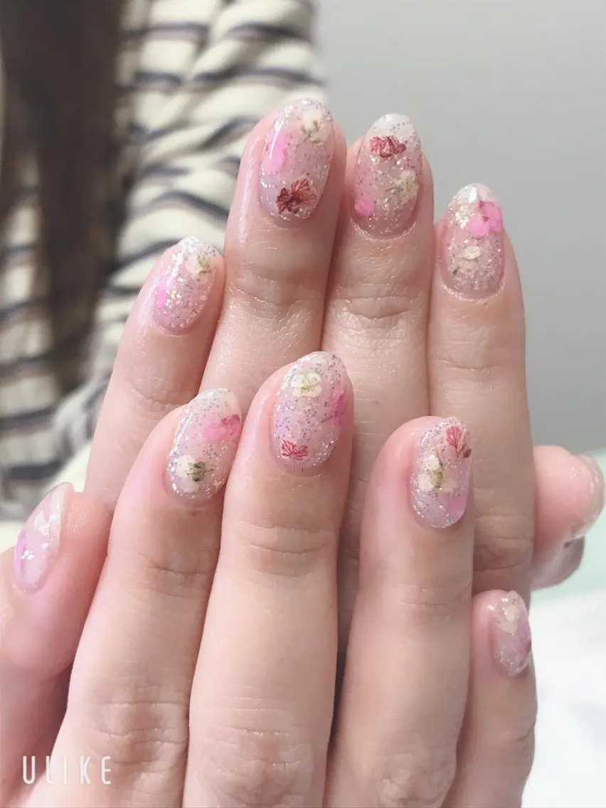 ネイル クリアネイル フラワーネイル ステラ marikominoのネイルデザイン