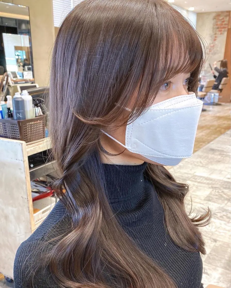 ロング カラー カット ヘアカラー トリートメント 顔まわりカット🌟 くびれヘア/寺門遥輝のヘアスタイル