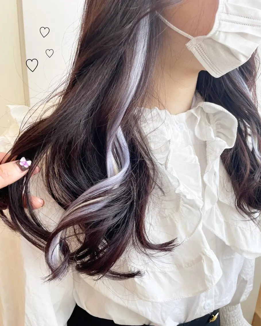 セミロング カラー シールエクステ ラベンダーカラー エクステ 新宿駅近♡個室 ♡関口三都季🌜のヘアスタイル