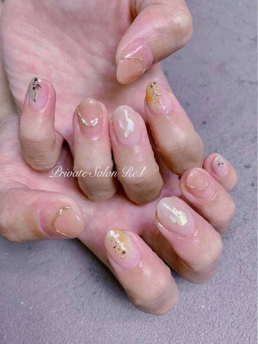 ネイル ニュアンスネイル モチの良さ◉ フィルインネイル♡のネイルデザイン