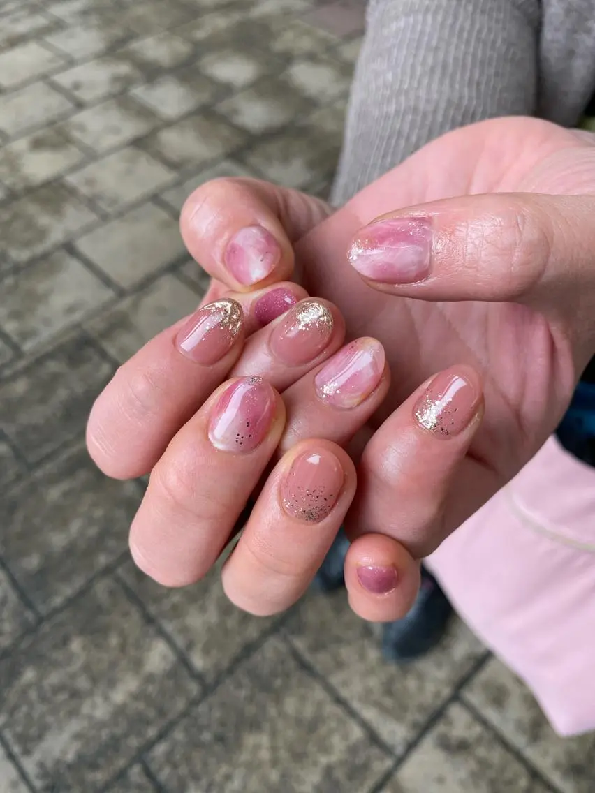 ネイル 大理石ネイル(マーブル) 春ネイル ハンドネイル nailsalon ∞ ﾐｶﾅﾙ ∞のネイルデザイン