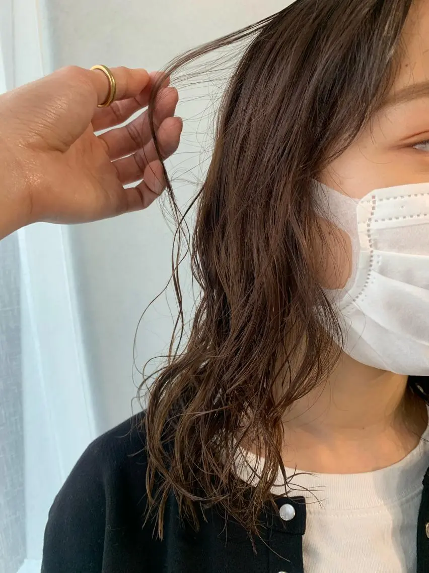 セミロング パーマ ボブパーマコテ巻き風 パーマNo1深江秀平のヘアスタイル