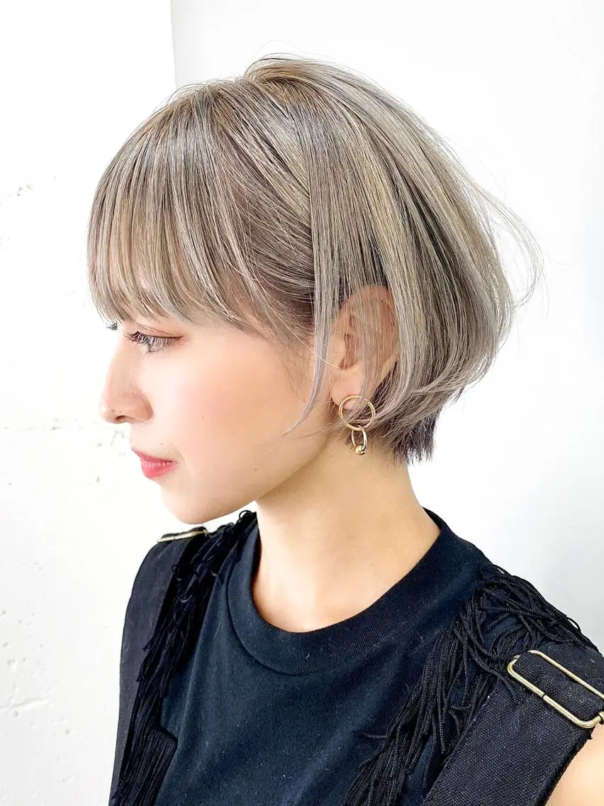 ショート カラー パーマ ヘアアレンジ アッシュ ITbyALBUM 中野店のヘアスタイル