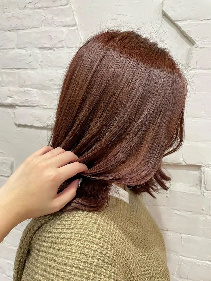 ミディアム カラー ブラウンカラー ピンクカラー ピンクブラウン ヘアカラー トリートメント 【ピンク/韓国ヘア/ ヘアセット】亜海のヘアスタイル