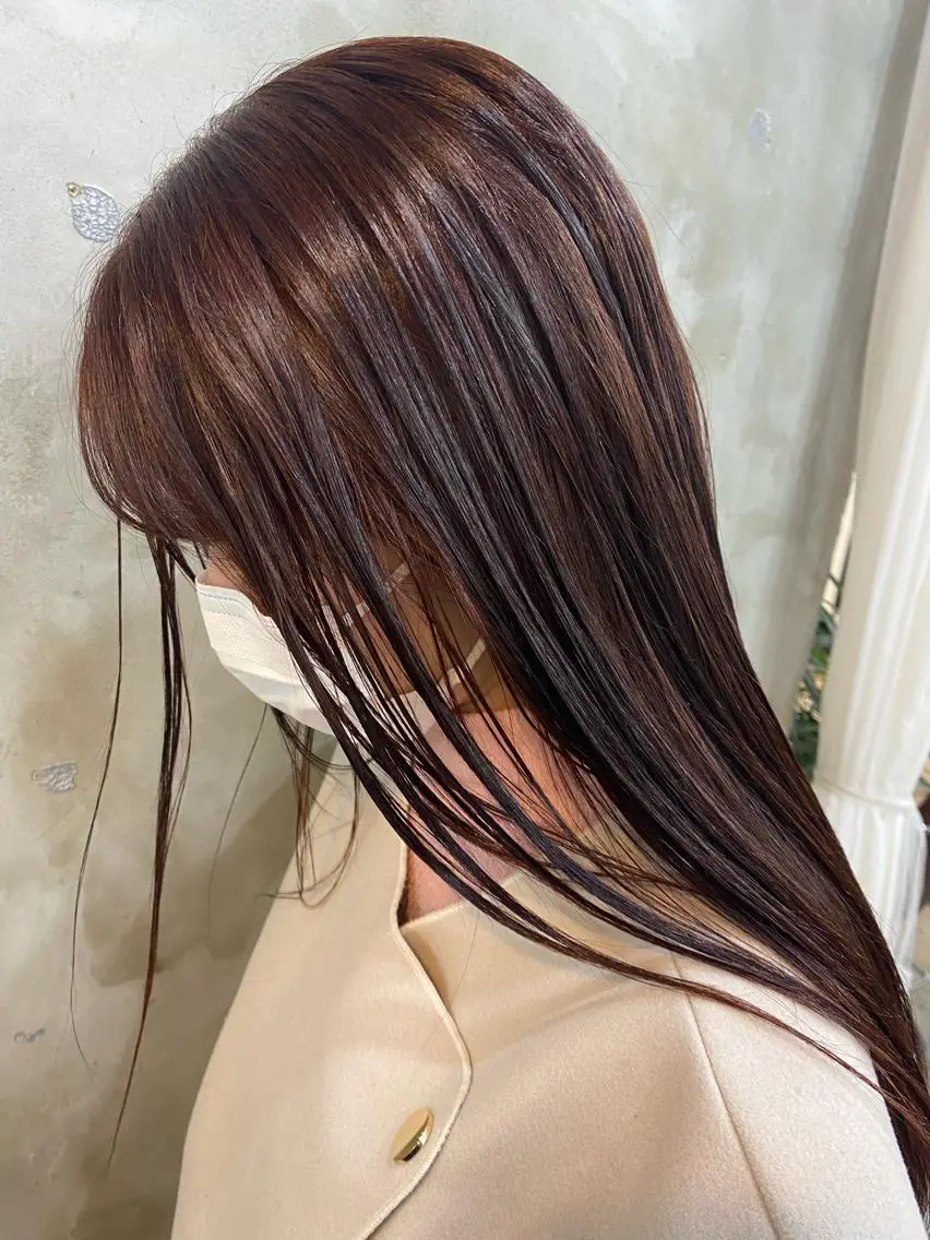 ロング カラー ブリーチ ブラウンカラー ブリーチなしカラー 志賀 あずみのヘアスタイル