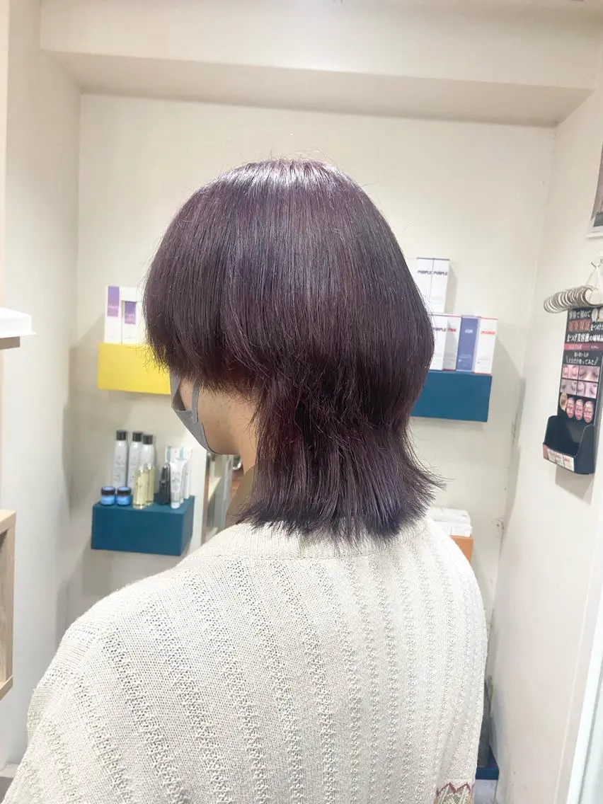 カラー メンズ メンズウルフカット バイオレットカラー ウルフカット 髪質改善/透明感 カラー/西川奈穂のヘアスタイル