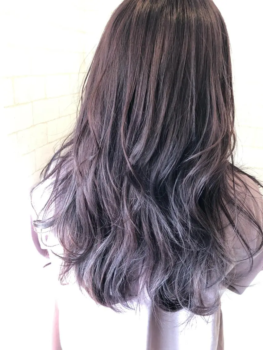 ロング パープルカラー ヘアカラー 舘野 太嘉宏のヘアスタイル