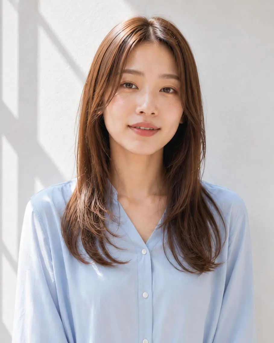 セミロング 女性カット&カラー モデル⭐️大坂望心のヘアスタイル