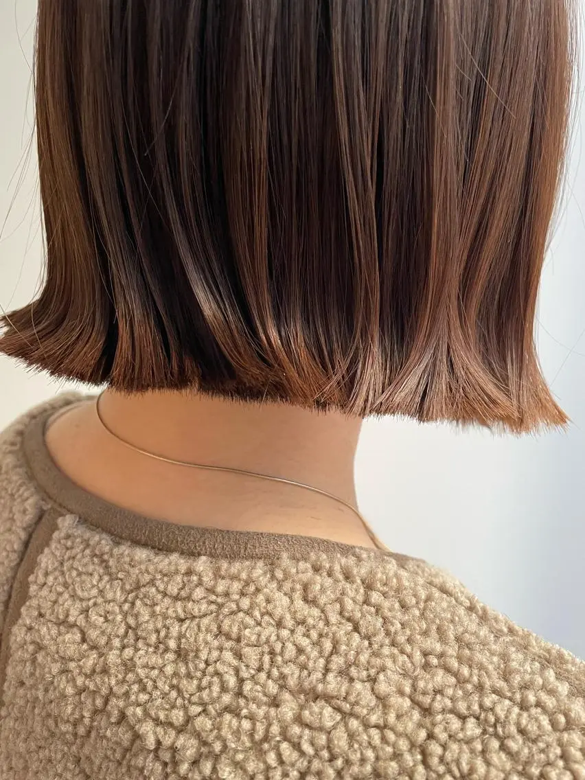 ミディアム ワンレンボブ ボブ カット ナチュラルカラー 児玉優香のヘアスタイル
