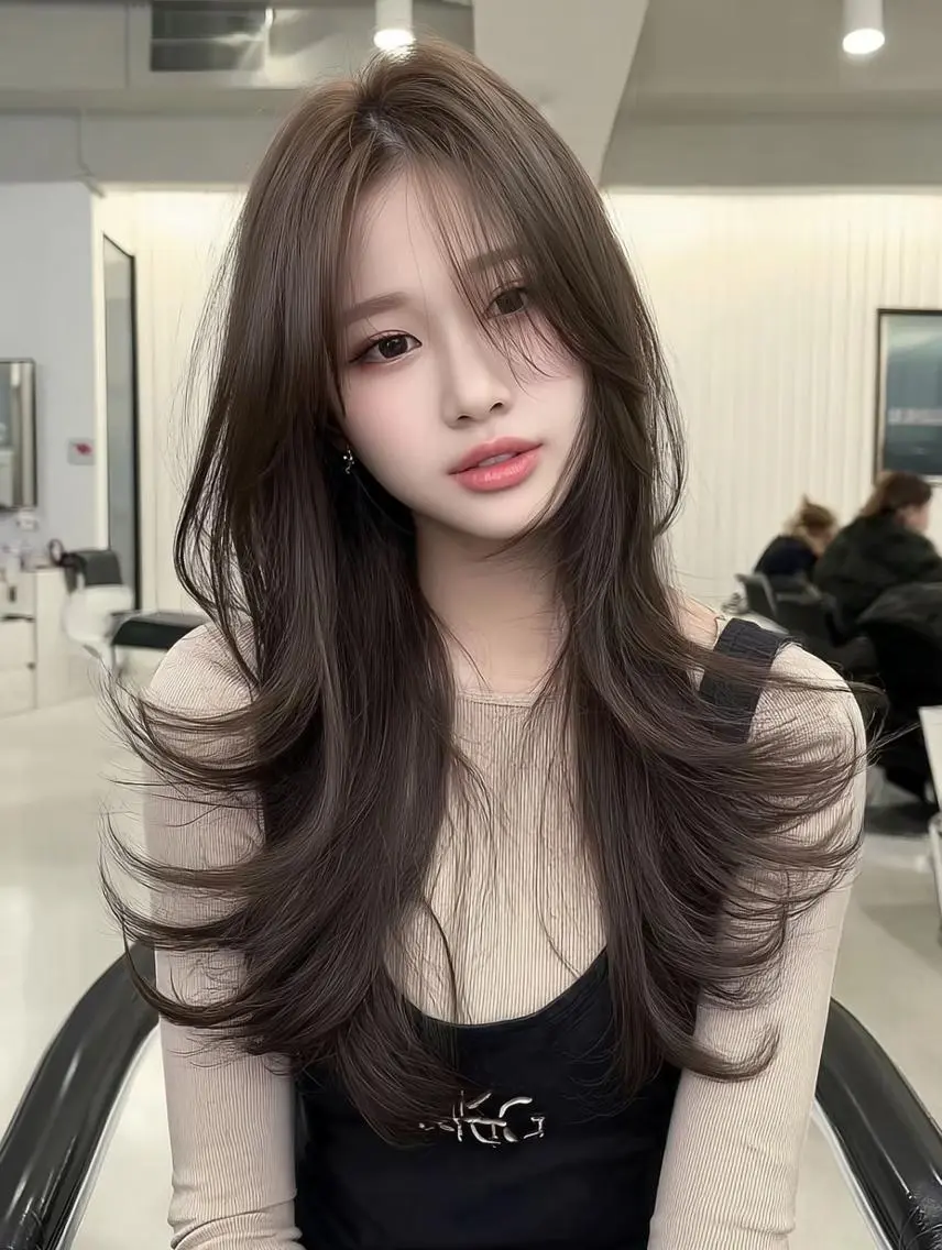 セミロング くびれヘア 顔周りカット 髪質改善 ヨシンモリ 韓国風ヘア カット ヘアカラー トリートメント sasa ササのヘアスタイル
