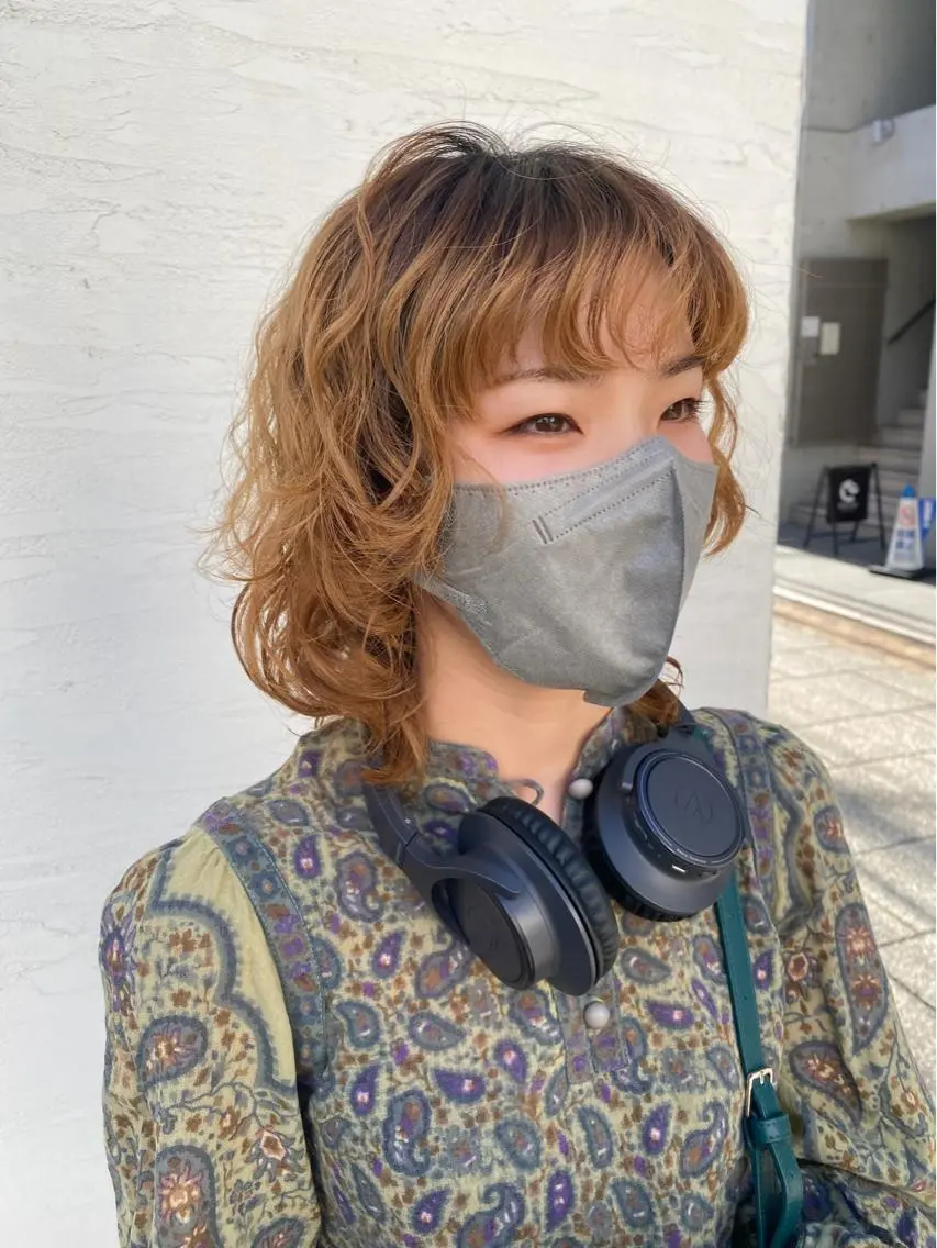 ミディアム パーマ ミディアムパーマ カット パーマ 【🉐学割】応援📣 ミニモ限定🤩千 田のヘアスタイル