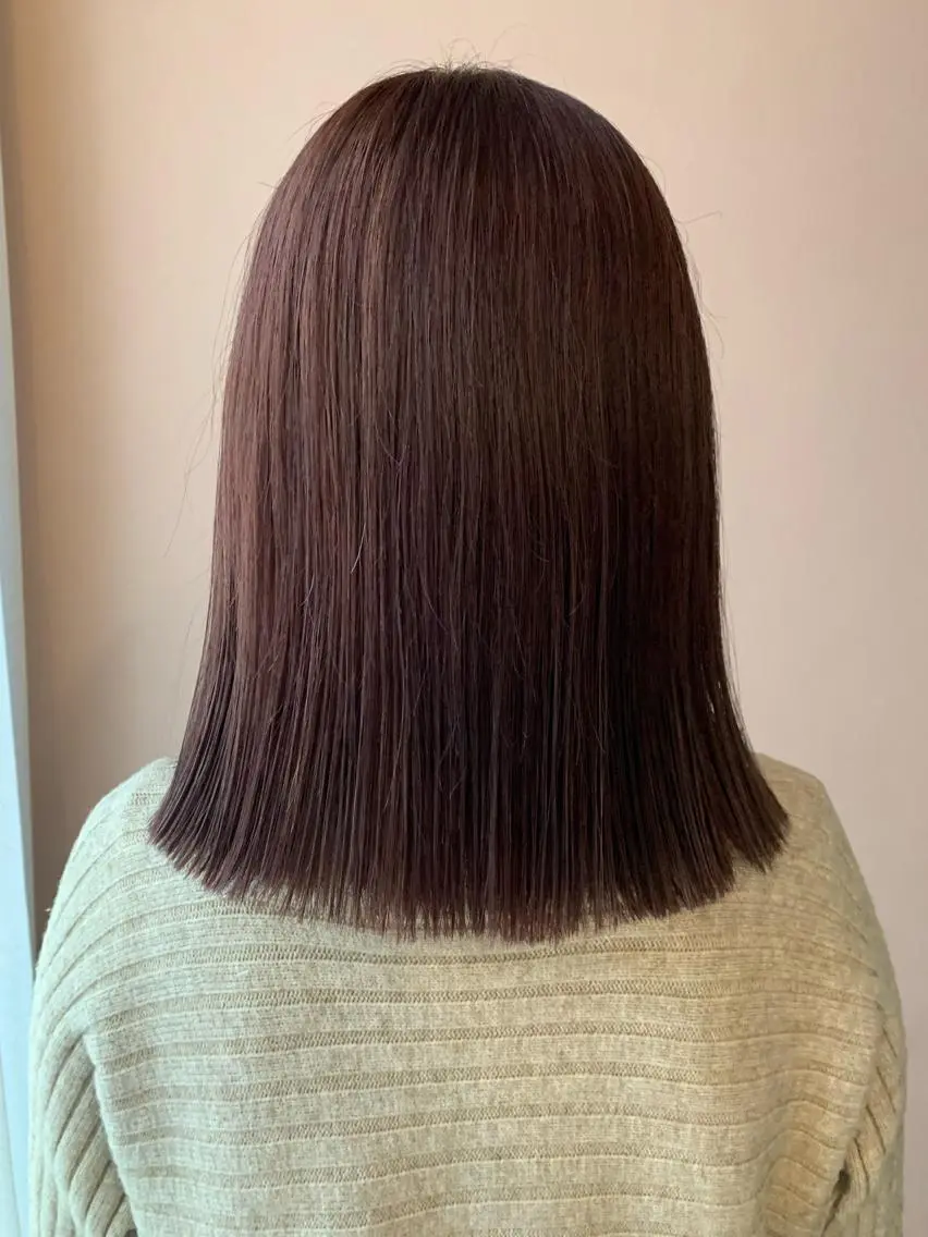 ミディアム カラー ブリーチ ブラウンカラー ラベンダーカラー ラベンダーブラウン ピンクカラー カット ヘアカラー トリートメント hubhair レイヤー/透明感のヘアスタイル
