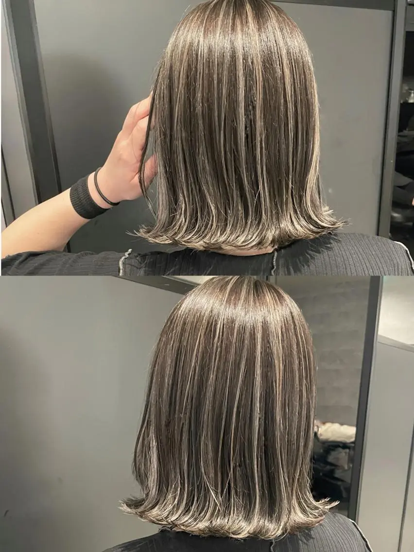 ミディアム 外国人風カラー ハイライト 髪質改善 似合わせカット トリートメント カット ヘアカラー トリートメント BUCKS【天王寺】 バックス【駅30秒】のヘアスタイル