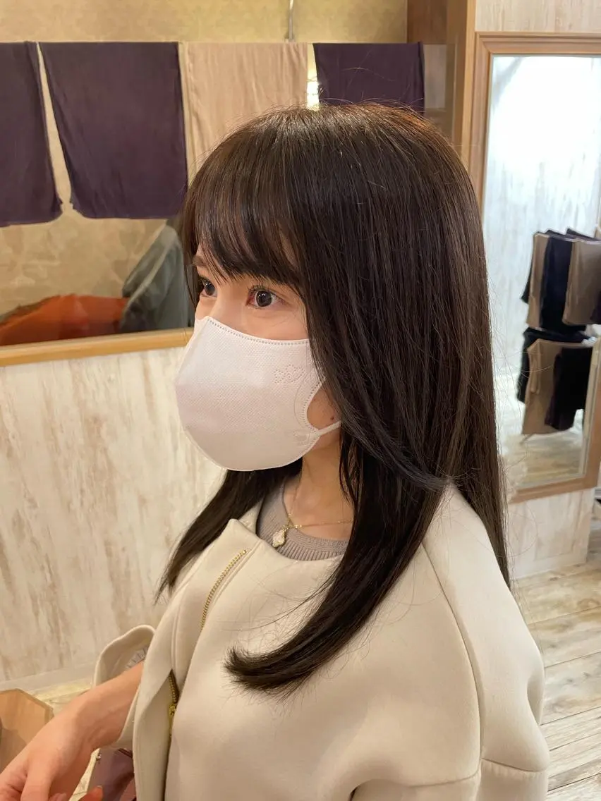 カラー ベージュカラー オリーブベージュ 小野 明日香のヘアスタイル