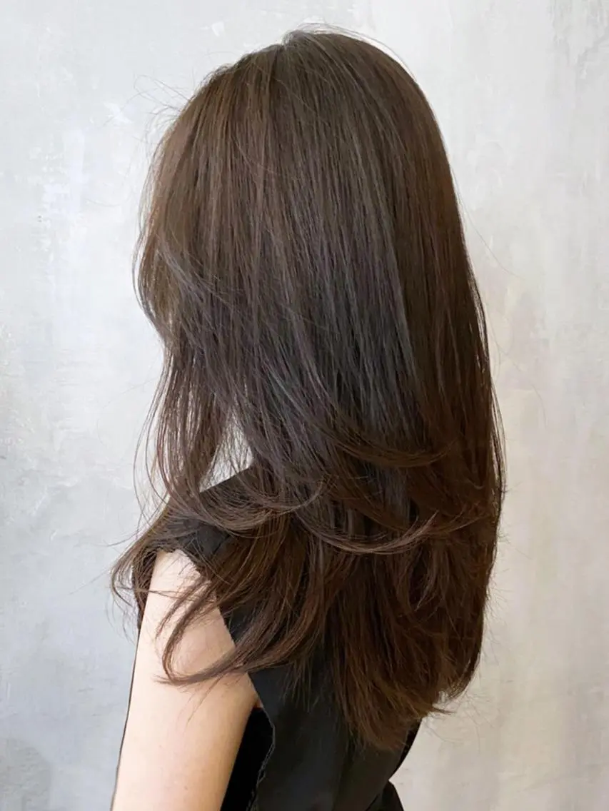 ミディアム パーマ カラー ヘアアレンジ ブラウンカラー レイヤーカット ITbyALBUM 八王子店のヘアスタイル
